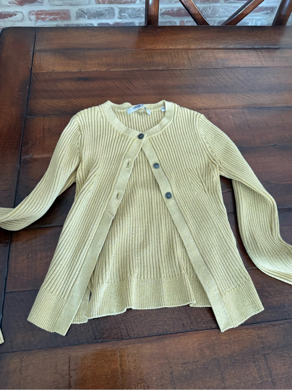 AllSaints Yellow Ribbed Button-Front Women’s Cardigan